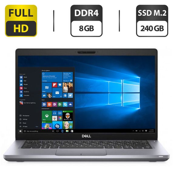 Ультрабук Б-класс Dell Latitude 5411 / 14" (1920x1080) IPS / Intel Core i7-10850H (6 (12) ядра по 2.7 - 5.1 GHz) / 8 GB DDR4 / 240 GB SSD M.2 / Intel UHD Graphics / WebCam / Windows 10 б/у