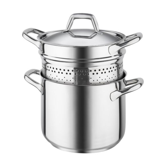 Пароварка 2-х рівнева Barazzoni Chef line 163049022 22 см 6 л срібляста