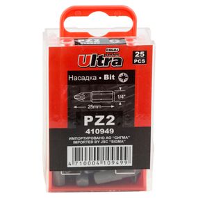 Набір біт Ultra PZ2×25мм 1/4" 25шт S2 4010502