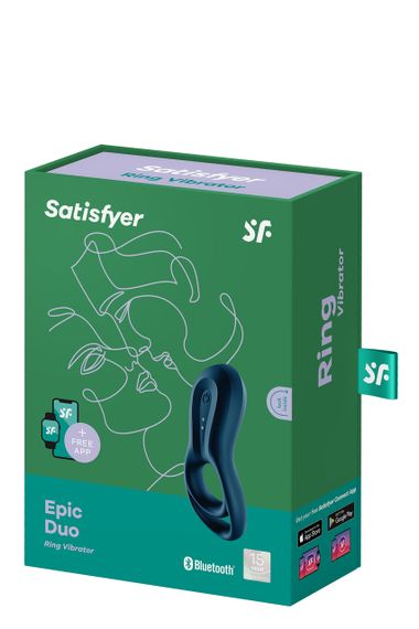 Ерекційне смарт кільце з вібрацією Satisfyer Epic Duo синє Sex Aura | Зображення 5