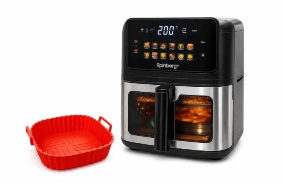 Аерогриль Rainberg RB 2342 4800W аерофрітюрниця безмасляна для приготування без олії з 2 Тенами 12,5 л та сенсорним керуванням | Зображення 6