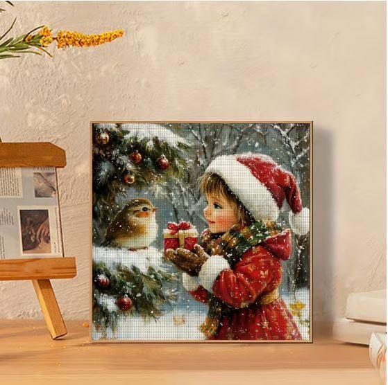 Набор для вышивки крестом "Зимняя дружба" 14CT, 30x30 см, канва Аида с нанесенным рисунком | Зображення 6