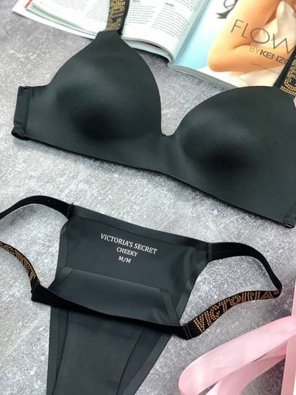 Комплект жіночий Victoria's Secret безшовний чорний kk034 | Зображення 4