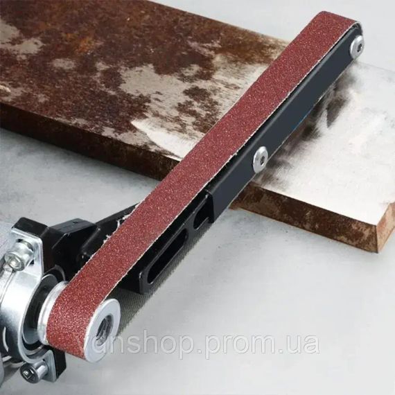 Шліфувальна насадка-гриндер на болгарку (P60 та P100) / Стрічкова насадка на кутову шліфувальну машину 27 см + 2 стрічки | Зображення 1