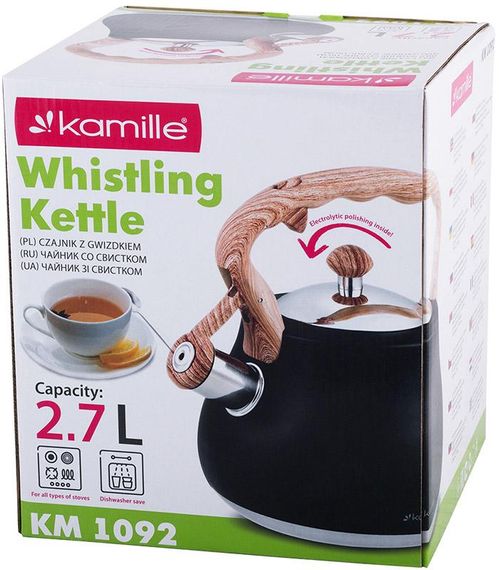 Чайник Kamille Whistling Kettle Black 2.7л з нержавіючої сталі зі свистком (чорний) | Зображення 6