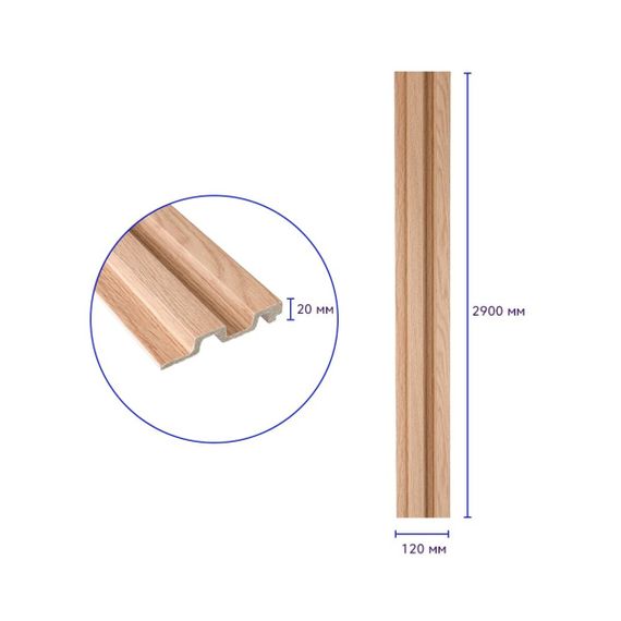 Рейка декоративна PS 2900х120х20мм Бук SW-00002145- | Зображення 2