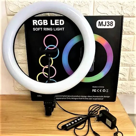 Кільцева LED лампа RGB MJ38 38см 220V 1 крепл.тел USB + пульт | Зображення 5