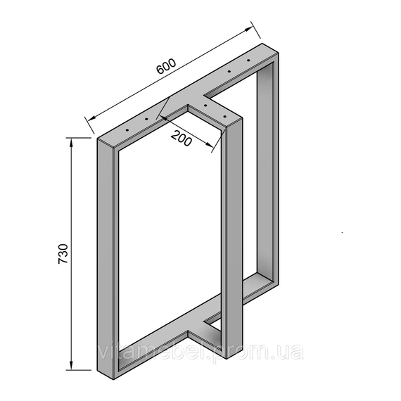 Комплект опор для столу з металу 600×200mm, H=730mm (профільна труба: 60x20mm) | Зображення 7