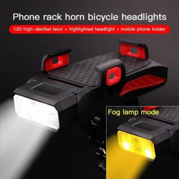 Велофара з сигналом та утримувачем телефону LY-25-2T6 (white+yellow), Довговічний велосипедний ліхтар | Зображення 3