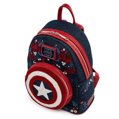 Рюкзак школьный Loungefly LF Marvel Captain America 80th Anniversary Floral Shield Mini (MVBK0165) | Зображення 1