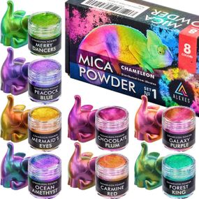 Пігмент перламутровий хамелеон Chameleon Mica Powder слюдяна пігментна пудра ALEXES 8 кольорів Набір №1