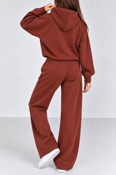 Спортивний костюм жіночий однотонний, колір коричневий, 244R1008-10 | Зображення 2