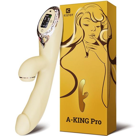Вакуумний вібратор-кролик з підігрівом KISSTOY A-King Pro Yellow, з LED-екраном | Зображення 3