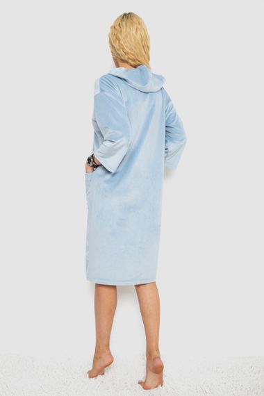 Халат жіночий велюровий на блискавці, колір блакитний, 238R101-1 | Зображення 3