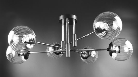 Люстра стельова на 6 лампочок 26195 Чорний 28х72х72 см. | Зображення 1