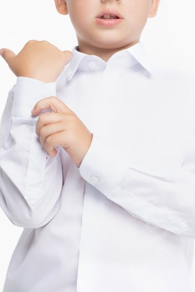 Сорочка однотонна для хлопчика Pitiki 1225 128 см Білий (2000989799962D)(SC) shop (2000989799962) | Зображення 3