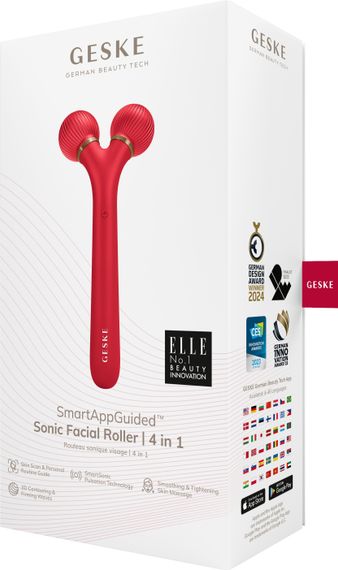 Електронний ультразвуковий ролик для обличчя GESKE Sonic Facial Roller 4в1 red | Зображення 9