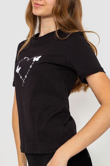 Жіноча футболка з принтом, колір чорний, 241R125 | Зображення 2
