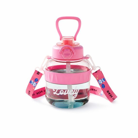 Бутылка для воды Lovely 700 мл с трубочкой и защитой от протечек, Розовая (BPA Free) | Зображення 1
