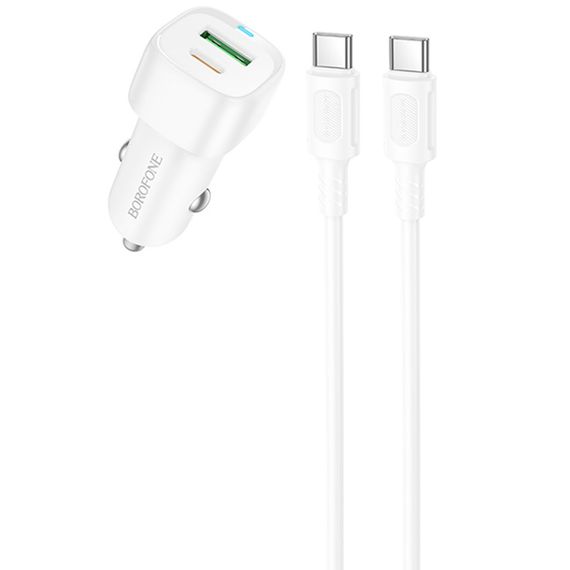 АЗУ Borofone BZ34B Cloud PD20W+QC3.0 total 38W (1USB-A/1C) + кабель Type-C to Type-C White