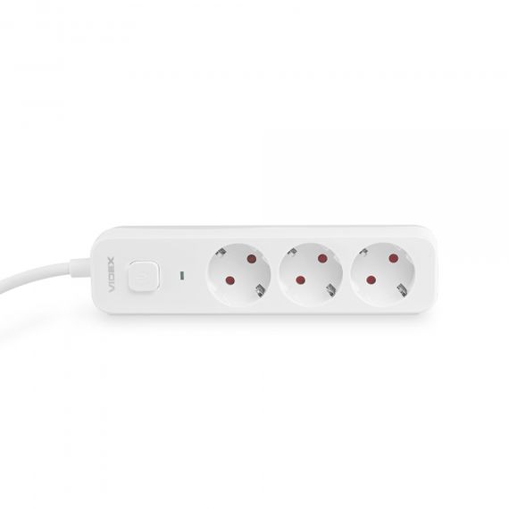 Мережевий подовжувач VIDEX ONCORD з/з 3п 3м (3x1.5мм) з кнопкою White | Зображення 3