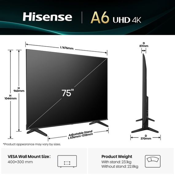 LED-телевізор Hisense 75A6Q | Зображення 2