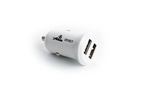 Автомобильное зарядное устройство 2 USB (12/24V - 5V 2,1A) белый КОМПАКТ 12 Atelie