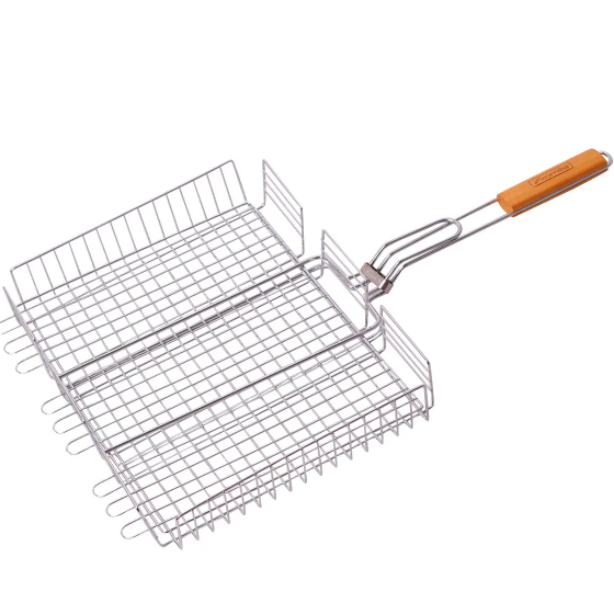 Решітка-гриль глибока з дерев'яною ручкою 40*30*7см Скаут