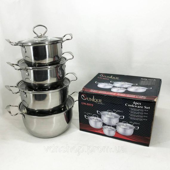 Набор кастрюль сталь Unique UN-5072, Комплект металлических кастрюль Фирменные наборы CY-60 | Зображення 8
