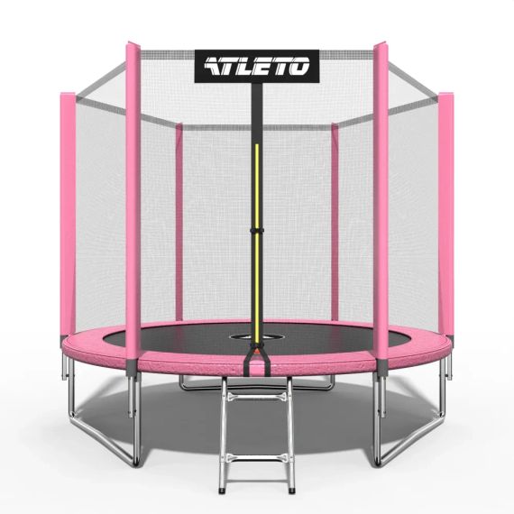 Батут дитячий Atleto 252 см із захисною сіткою і драбиною для дому та дачі рожевий 42400446 | Зображення 1