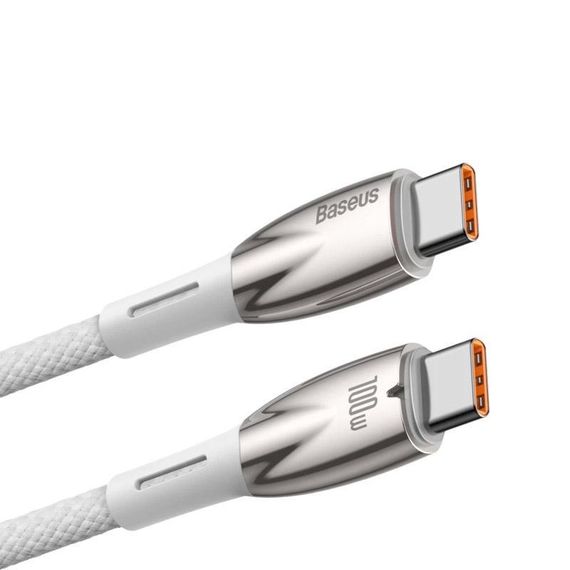 Дата кабель Baseus Glimmer Series Fast Charging Type-C to Type-C 100W 1m (CADH00070) White | Зображення 2