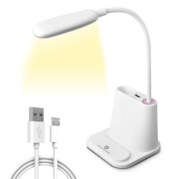 Настільна світлодіодна лампа 3в1 з павербанком, Біла / Розумна LED лампа з підставкою для телефону