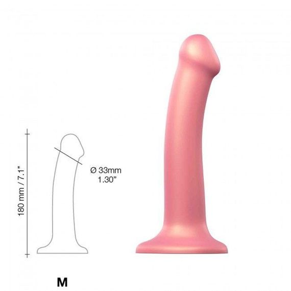 Насадка для страпона Strap-On-Me Mono Density Dildo Rose M, диам. 3,3см, однослойный силикон, гибкий | Зображення 2