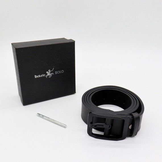 Чоловічий шкіряний ремінь 125 см, Bolo Bekele №2, Чорний / Стильний ремінь під джинси | Зображення 7
