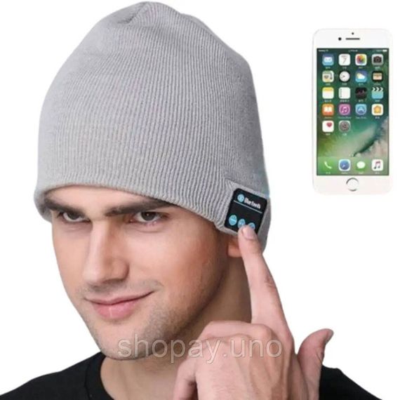 Портативная колонка ШАПКА с bluetooth наушниками SPS Hat BT True. Цвет: серый | Зображення 5
