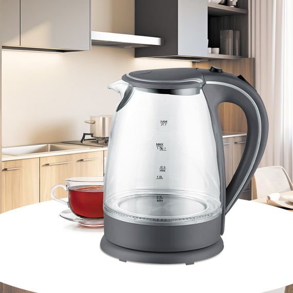 Електрочайник скляний Maestro MR-064-GREY, 1.7 л, 2000 Вт, з підсвіткою | Зображення 1