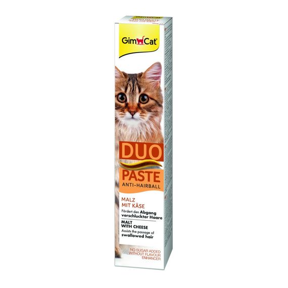 Мальт-паста для котів GimCat DUO PASTE Anti-hairball malt with cheese для виведення вовни при чутливому травленні 50 гр