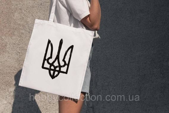 Сумка шопер із принтом "Герб України" біла | Зображення 1