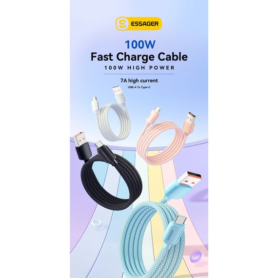Дата кабель USB 2.0 AM to USB-C 3.0m 100W black Essager (EXC7A-WLC01-P) | Зображення 1