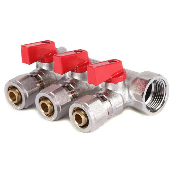 Коллектор с шаровыми кранами и фтингом Koer KR.1125-3 3/4"x3 ways (KR2836)