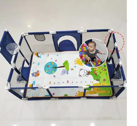 Дитячий ігровий манеж-огорожу 125х125х63см для ігор з баскетбольною корзиною та кишенею для іграшок | Зображення 3