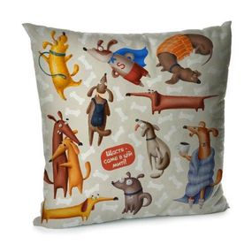 Подушка диванная с бархата Щастя - саме в ці миті! 45x45 см (45BP_DOG047)