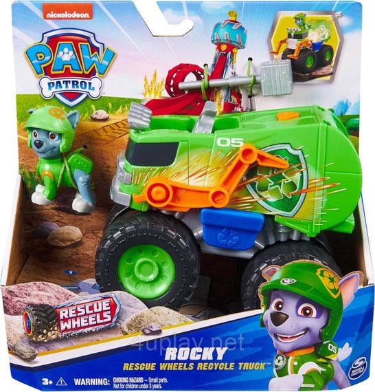 Paw Patrol Rescue Wheels Спасательный мусоровоз с водителем Рокки серии Мега колеса Щенячий патруль Оригинал | Зображення 1