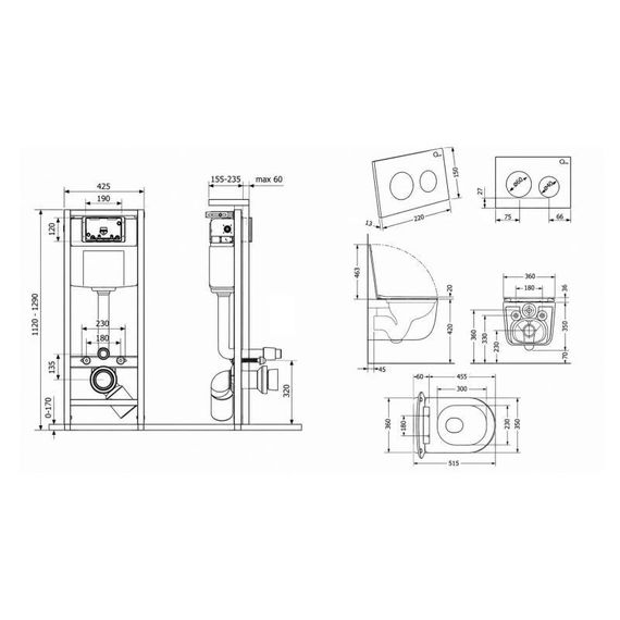 Готовое решение Qtap для ванной комнаты: подвесной унитаз Taurus Ultra Quiet 515×360×350 + комплект инсталляции Nest 4 в 1 | Зображення 1
