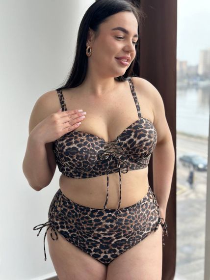 Леопардовий купальник PLUS SIZE з поролоновою чашкою | Зображення 2