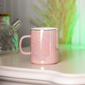 Чашка керамическая Glaze 420мл в зеркальной глазури Розовый