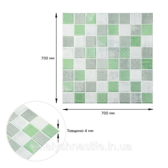 Панель стеновая 3D 700х700х4мм мозаика зелёная (D) SW-00002010 | Зображення 2