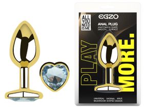 Анальная пробка с кристаллом EGZO - Gold Heart Plug Clear size M Sex Aura