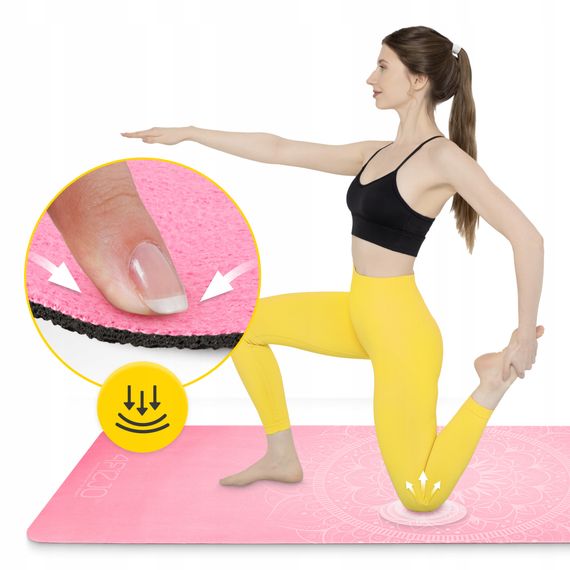 Килимок (мат) спортивний 4FIZJO замша 183 x 61 x 0.15 см для йоги та фітнесу Pink (P-5905973404419) | Зображення 4