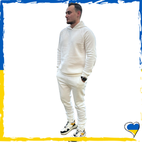 Костюм білий на флісі. Унісекс, костюм чоловічий, жіночий. Костюм трикотаж фліс. S M